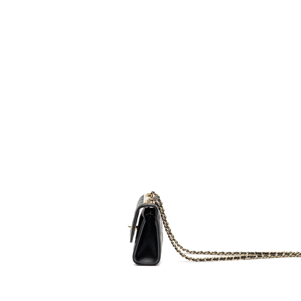 CHANEL MINI TRENDY CC CLUTCH WITH CHAIN LAMBSKIN BLACK LGHW