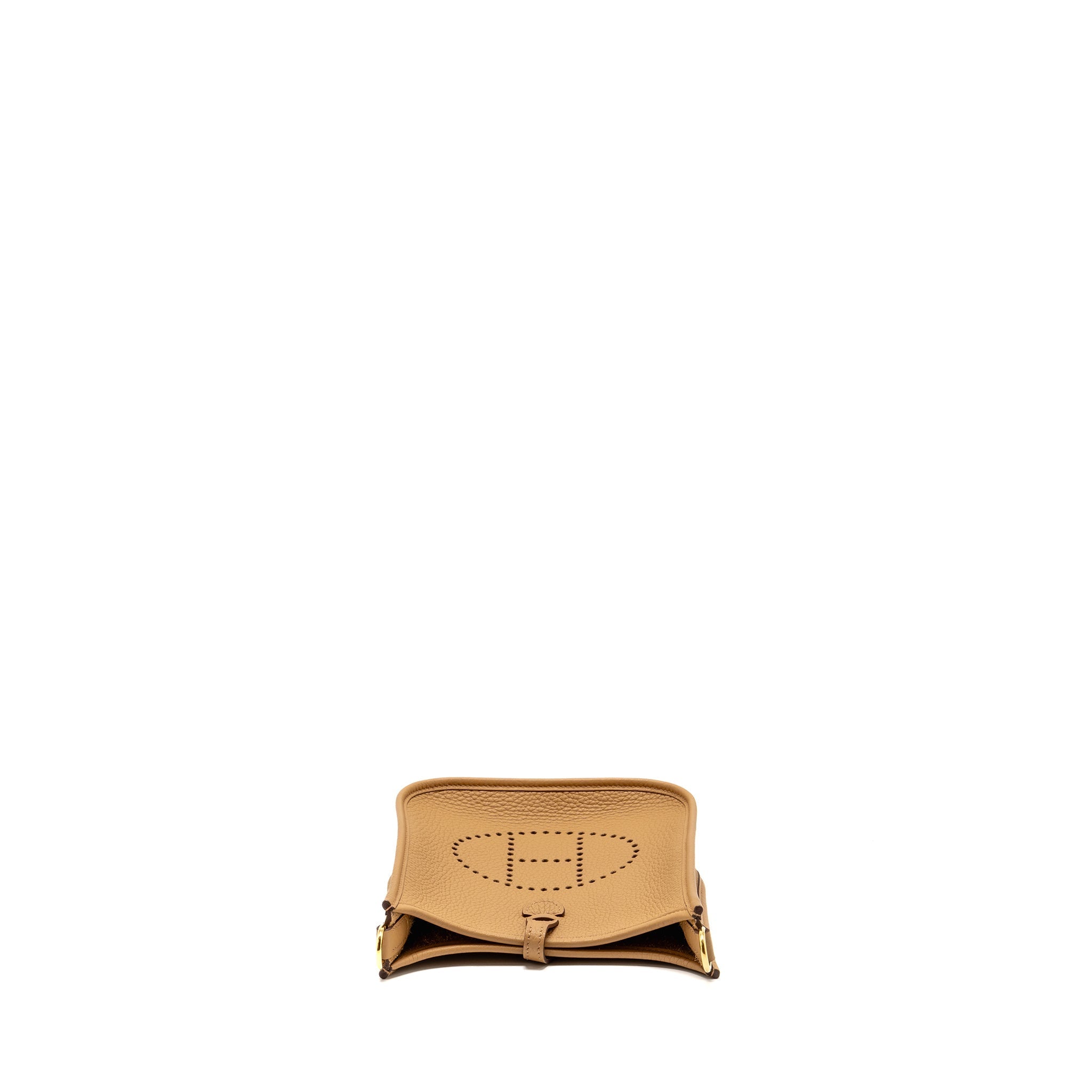 HERMES MINI EVELYNE CLEMENCE BISCUIT / CAMEL GHW