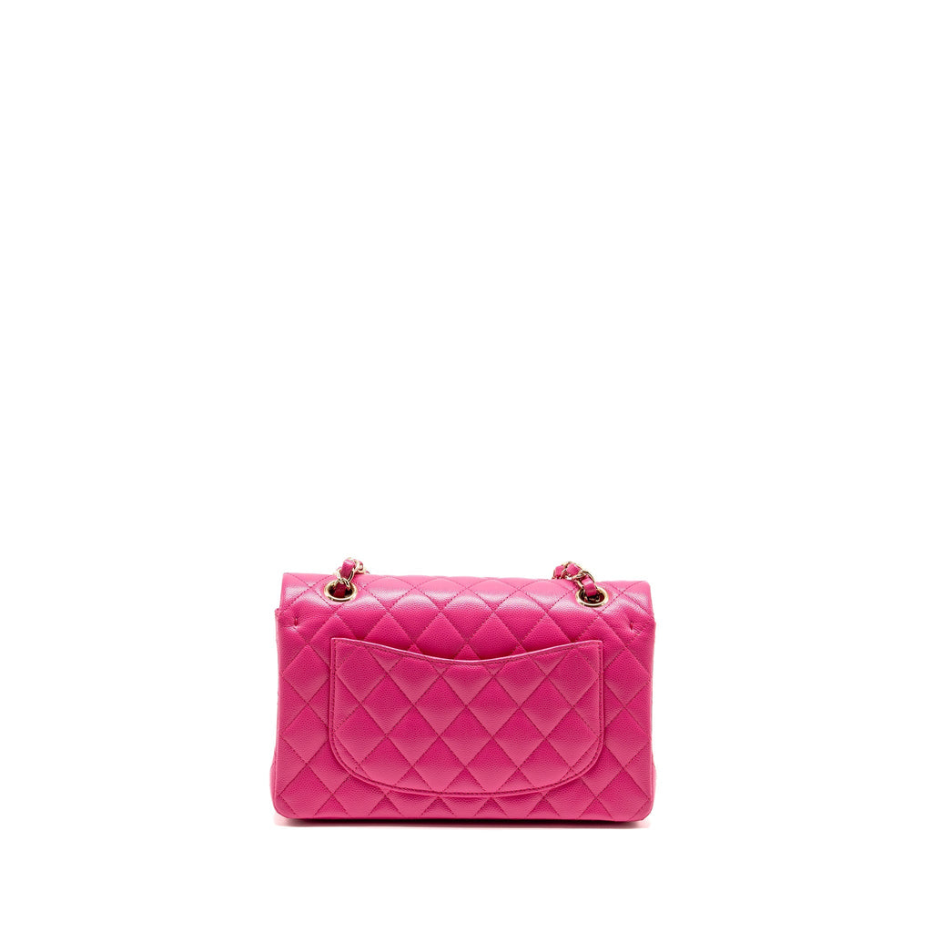CHANEL SMALL CLASSIC DOUBLE FLAP BAG CAVIAR PINK LGHW (MICROCHIP)
