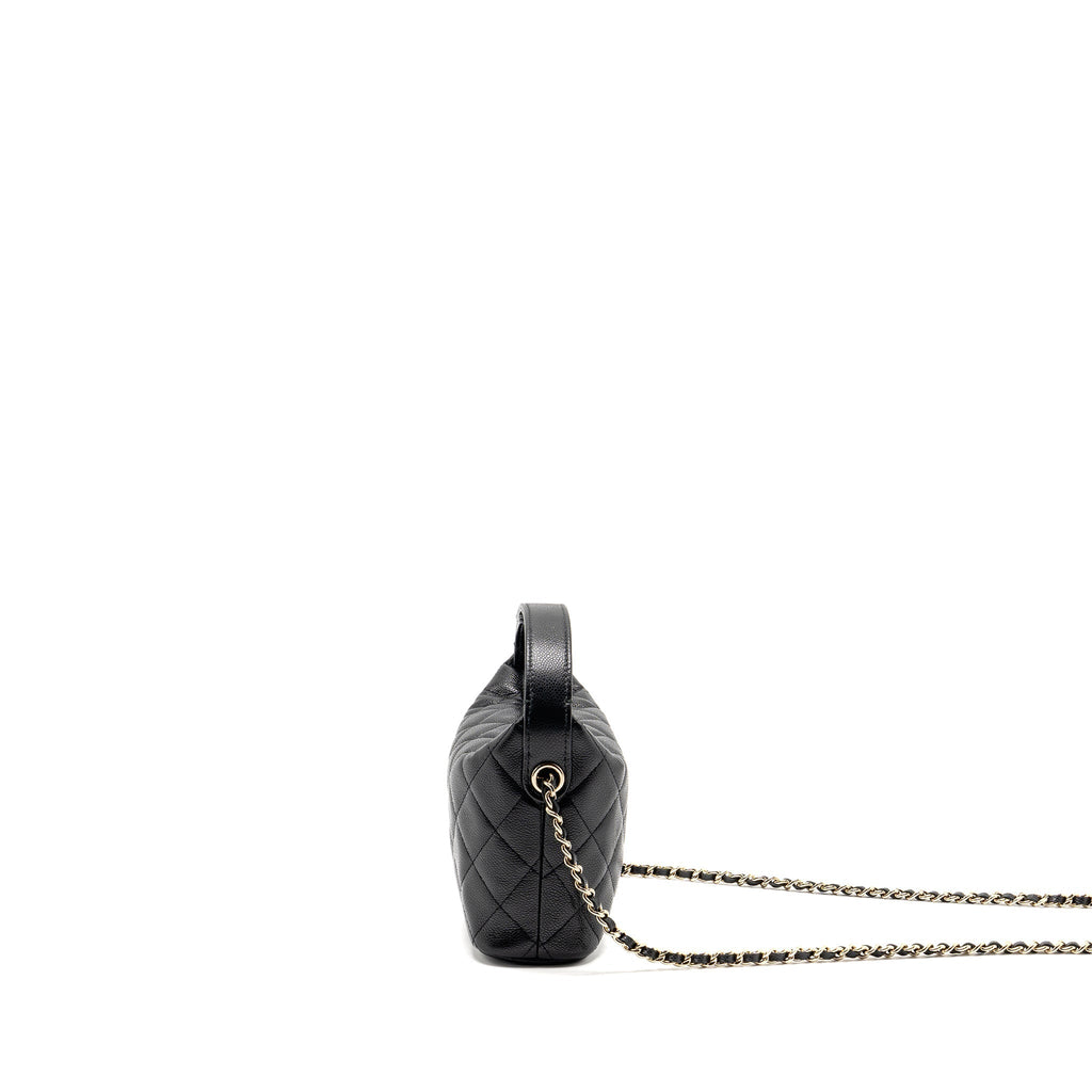 CHANEL 25C QUILTED HOBO BAG CAVIAR BLACK LGHW (MICROCHIP)
