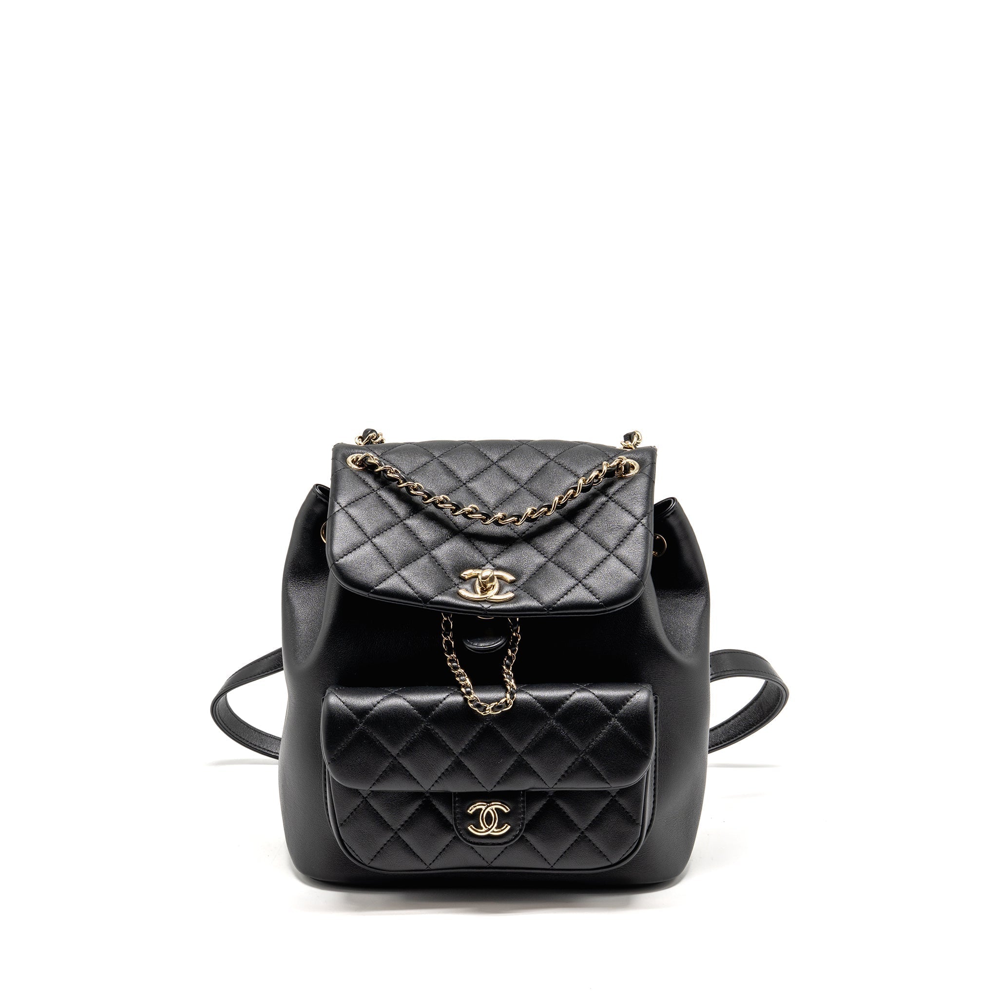 CHANEL LARGE DUMA BACKPACK CALFSKIN BLACK LGHW (MICROCHIP)