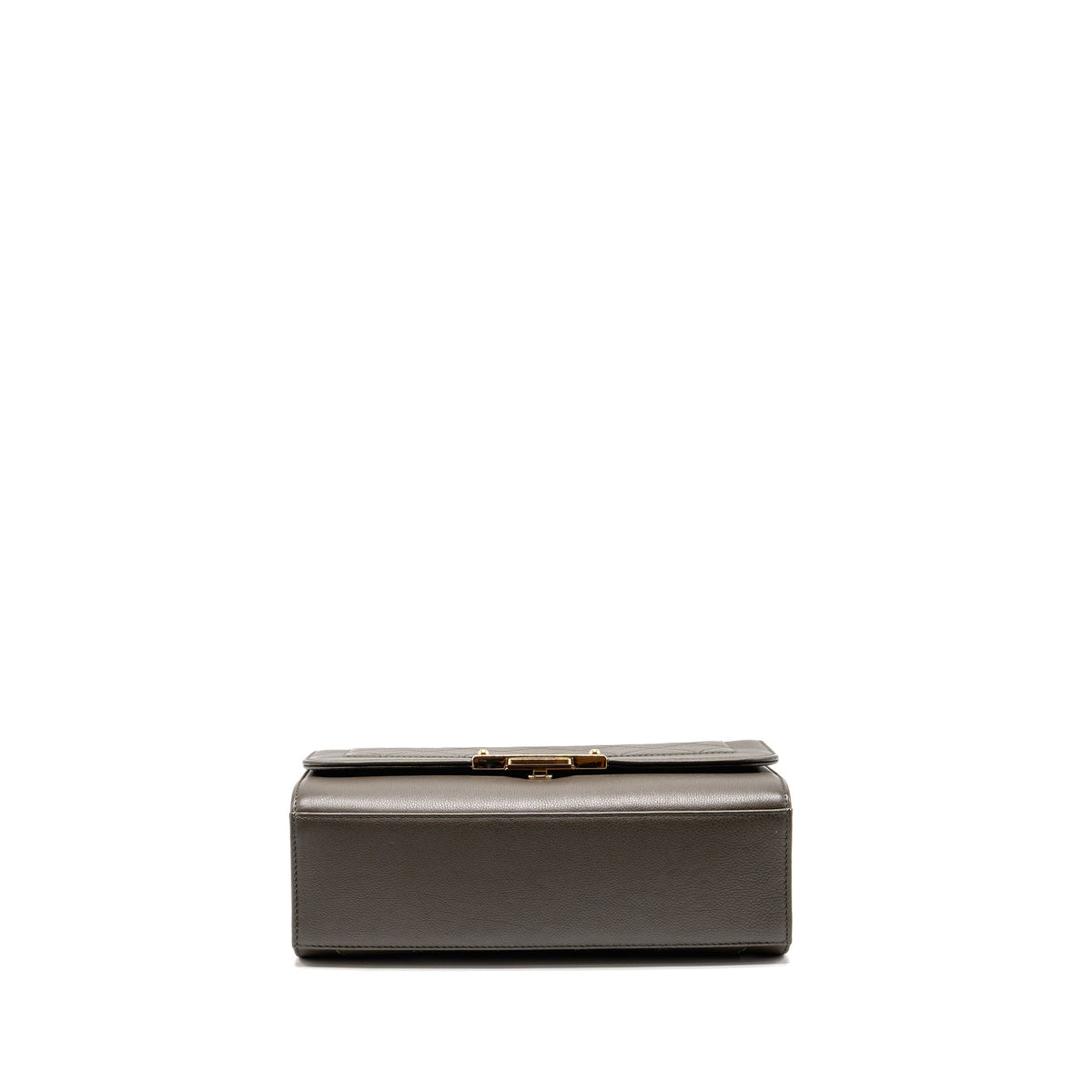 Chanel Top Handle Label Click Flap Bag Grained Calfskin Khaki LGHW