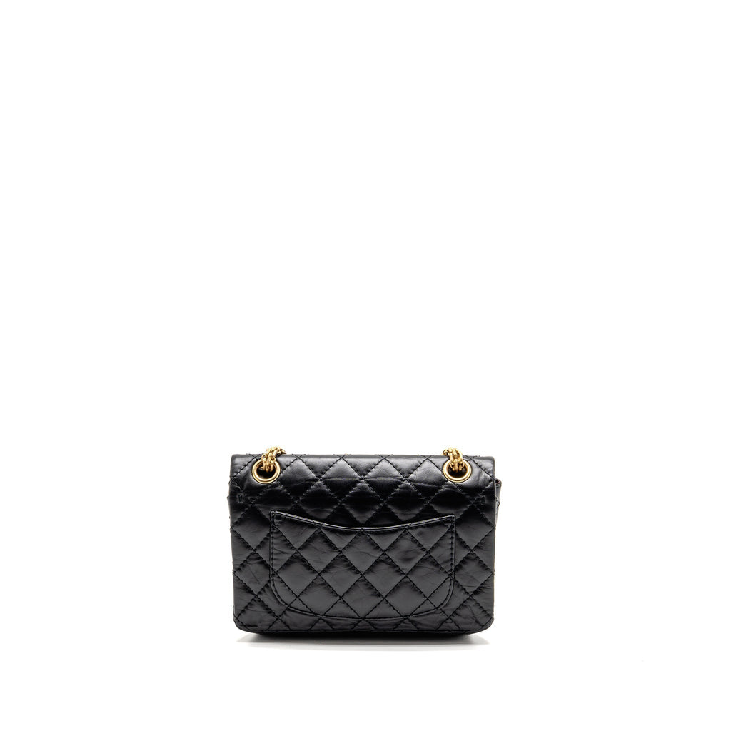 CHANEL MINI 2.55 REISSUE FLAP BAG LUCKY CHARMS AGED CALFSKIN BLACK GHW