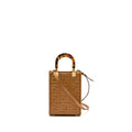 FENDI MINI SUNSHINE SHOPPER BAG FF LEATHER BROWN GHW