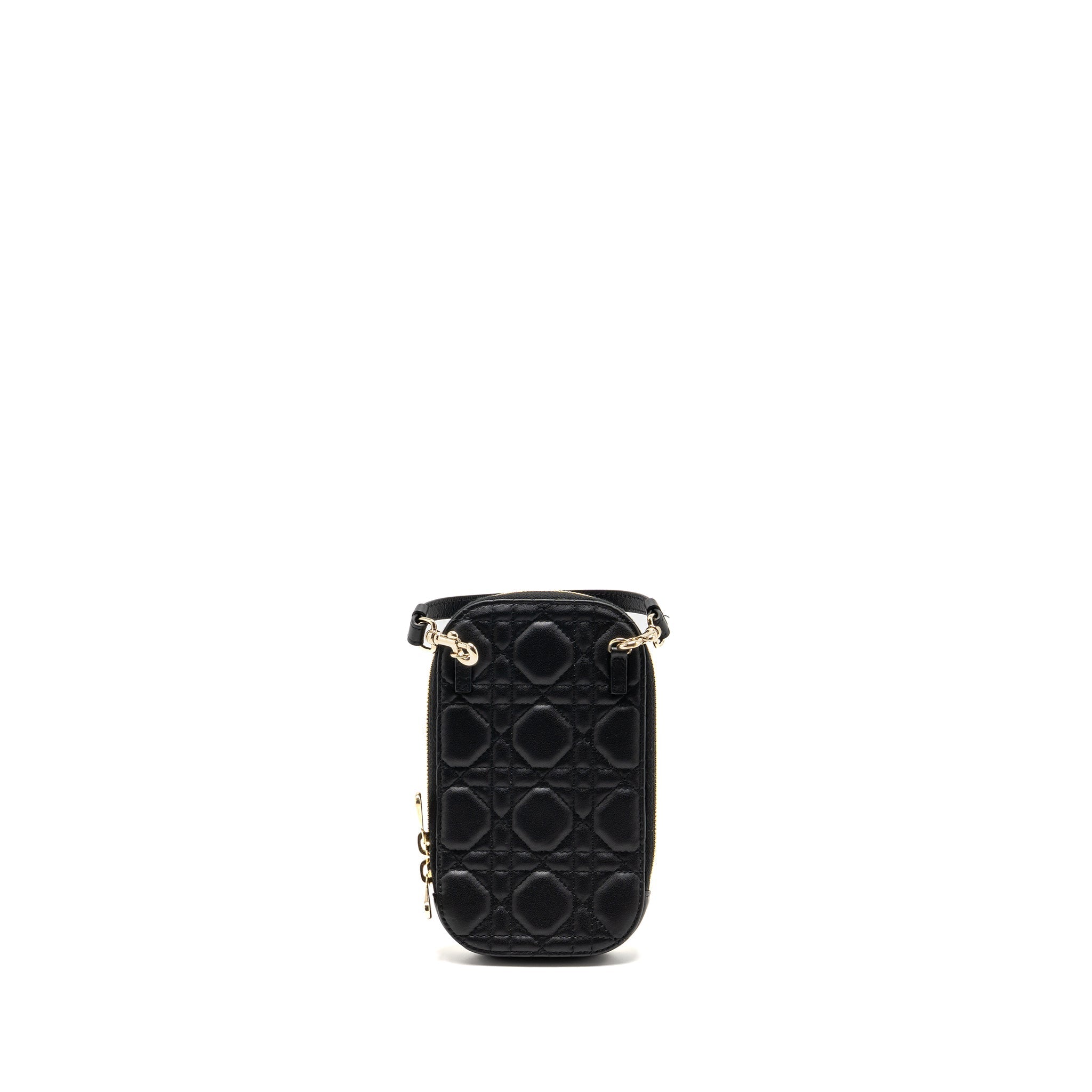 DIOR LADY DIOR CALL’IN DIOR PHONE HOLDER LAMBSKIN BLACK LGHW