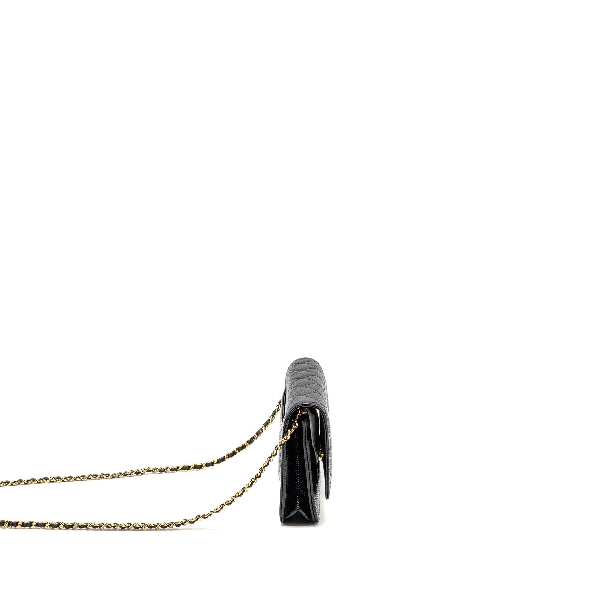 CHANEL CLASSIC WALLET ON CHAIN CAVIAR BLACK GHW(MICROCHIP)