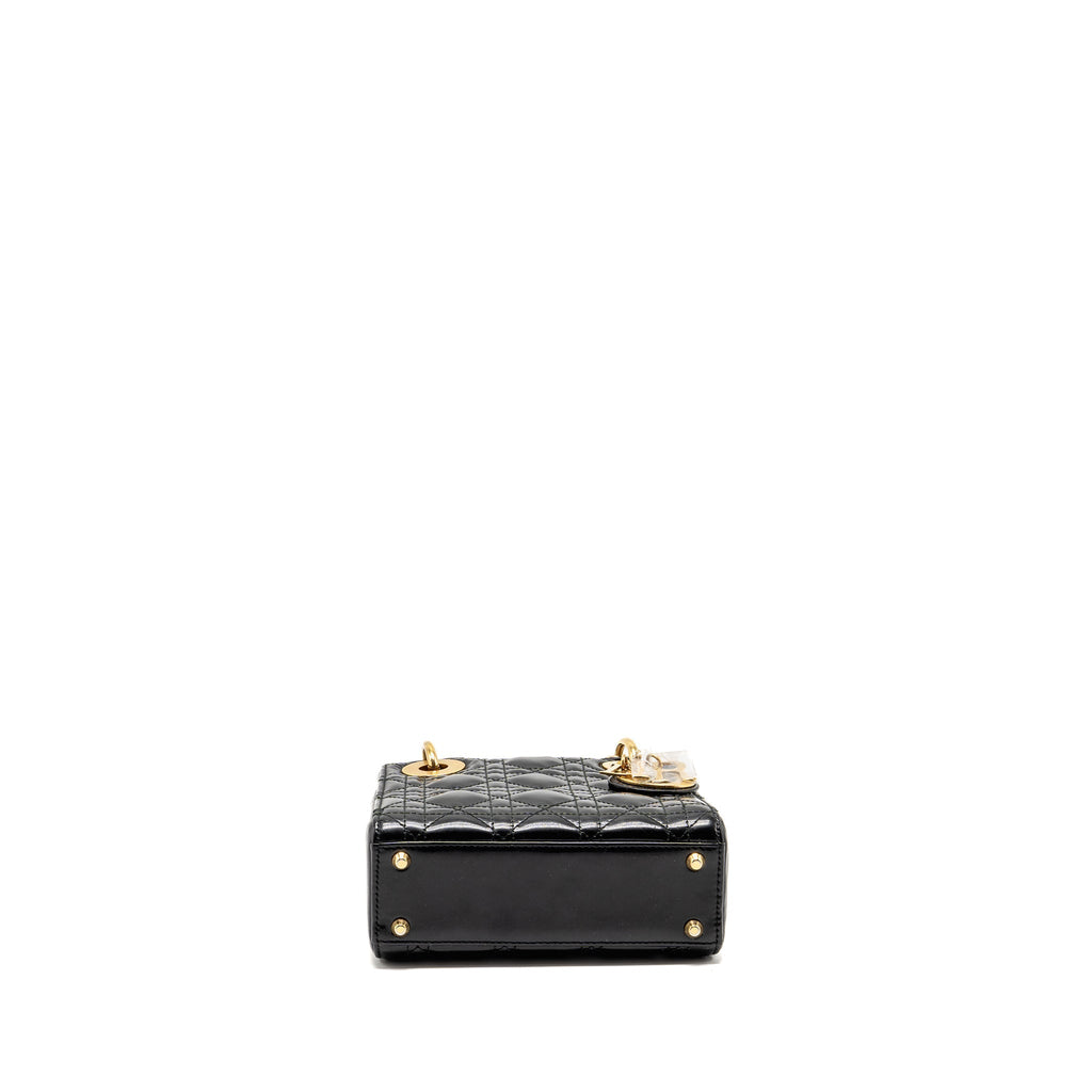 DIOR MINI LADY DIOR PATENT BLACK GHW