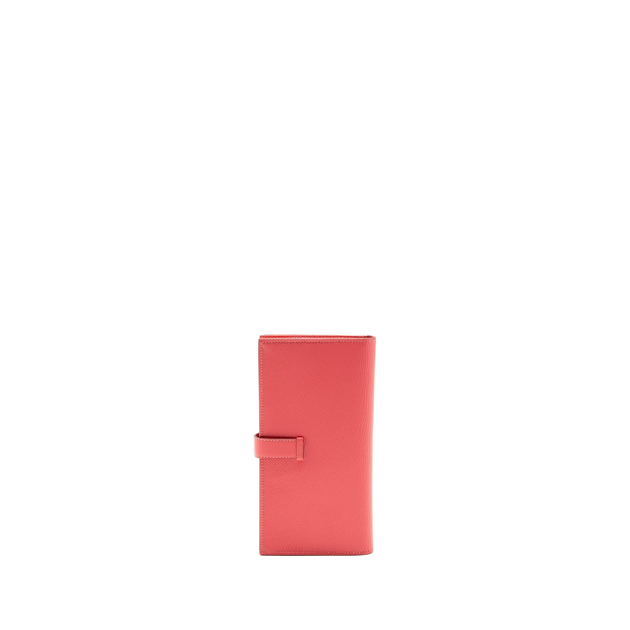 HERMES BÉARN SOUFFLET WALLET CHEVRE MYSORE ROSE LIPSTICK SHW