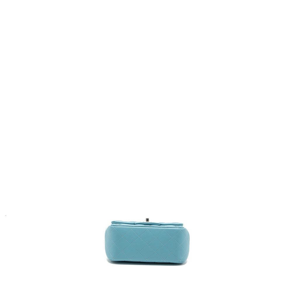 CHANEL MINI SQUARE FLAP BAG LAMBSKIN LIGHT BLUE SHW (MICROCHIP)