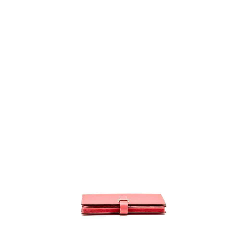 HERMES BÉARN SOUFFLET WALLET CHEVRE MYSORE ROSE LIPSTICK SHW