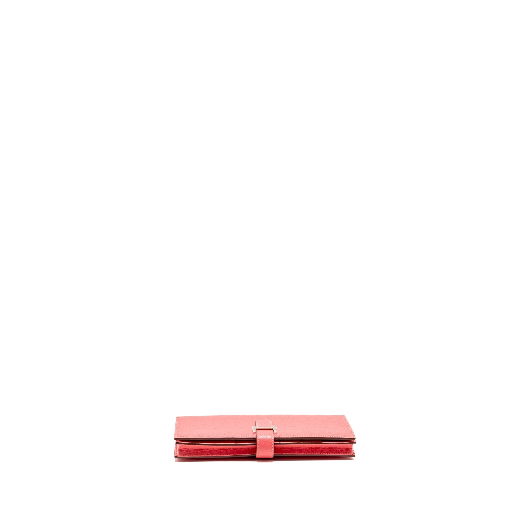 HERMES BÉARN SOUFFLET WALLET CHEVRE MYSORE ROSE LIPSTICK SHW