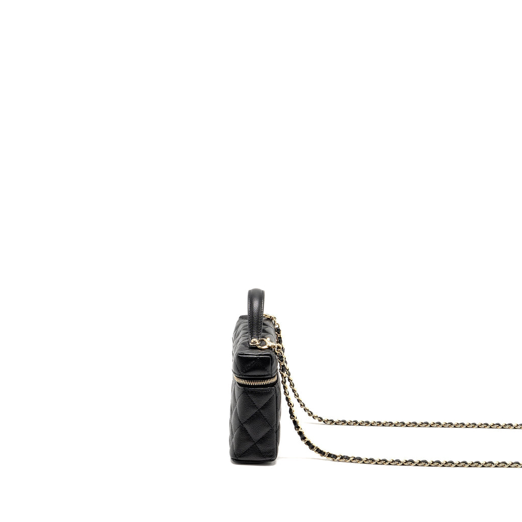 CHANEL 25P CC TOP HANDLE VANITY BAG CAVIAR BLACK LGHW (MICROCHIP)