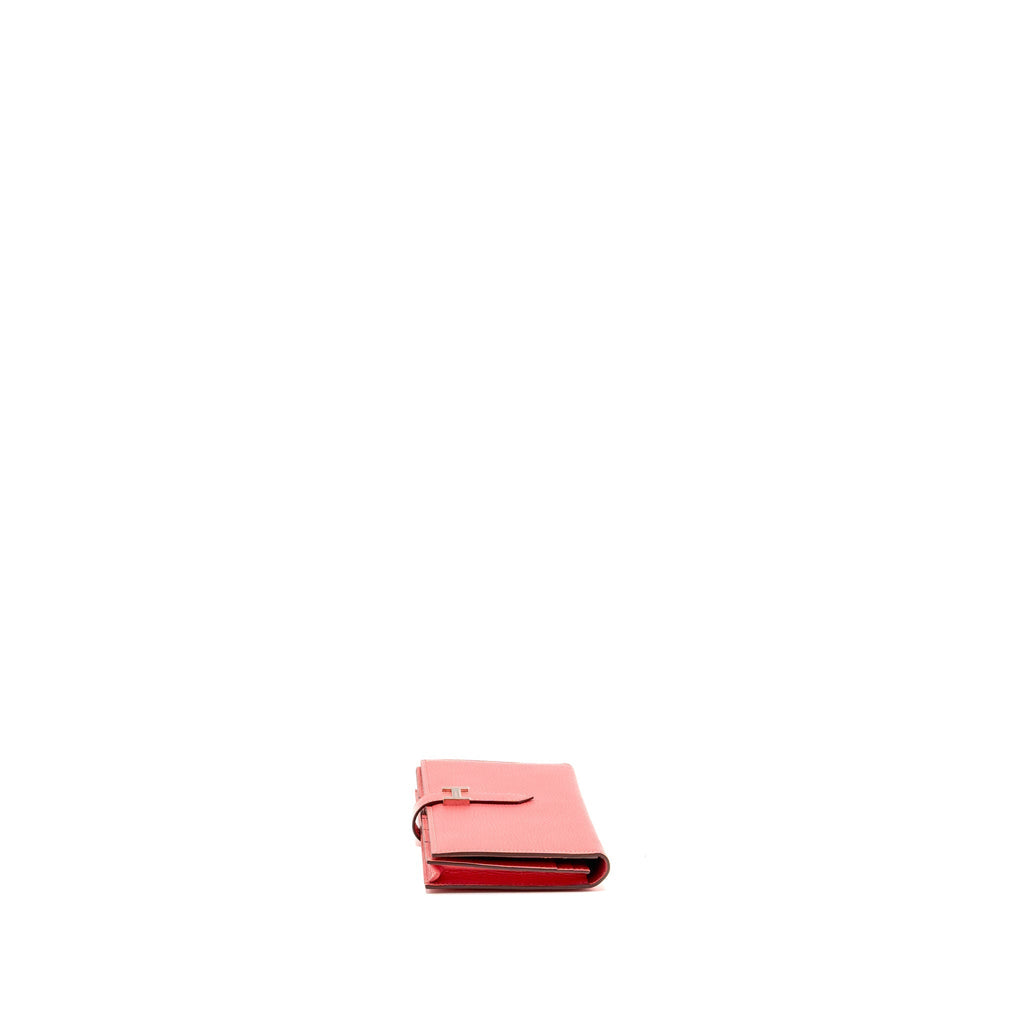 HERMES BÉARN SOUFFLET WALLET CHEVRE MYSORE ROSE LIPSTICK SHW