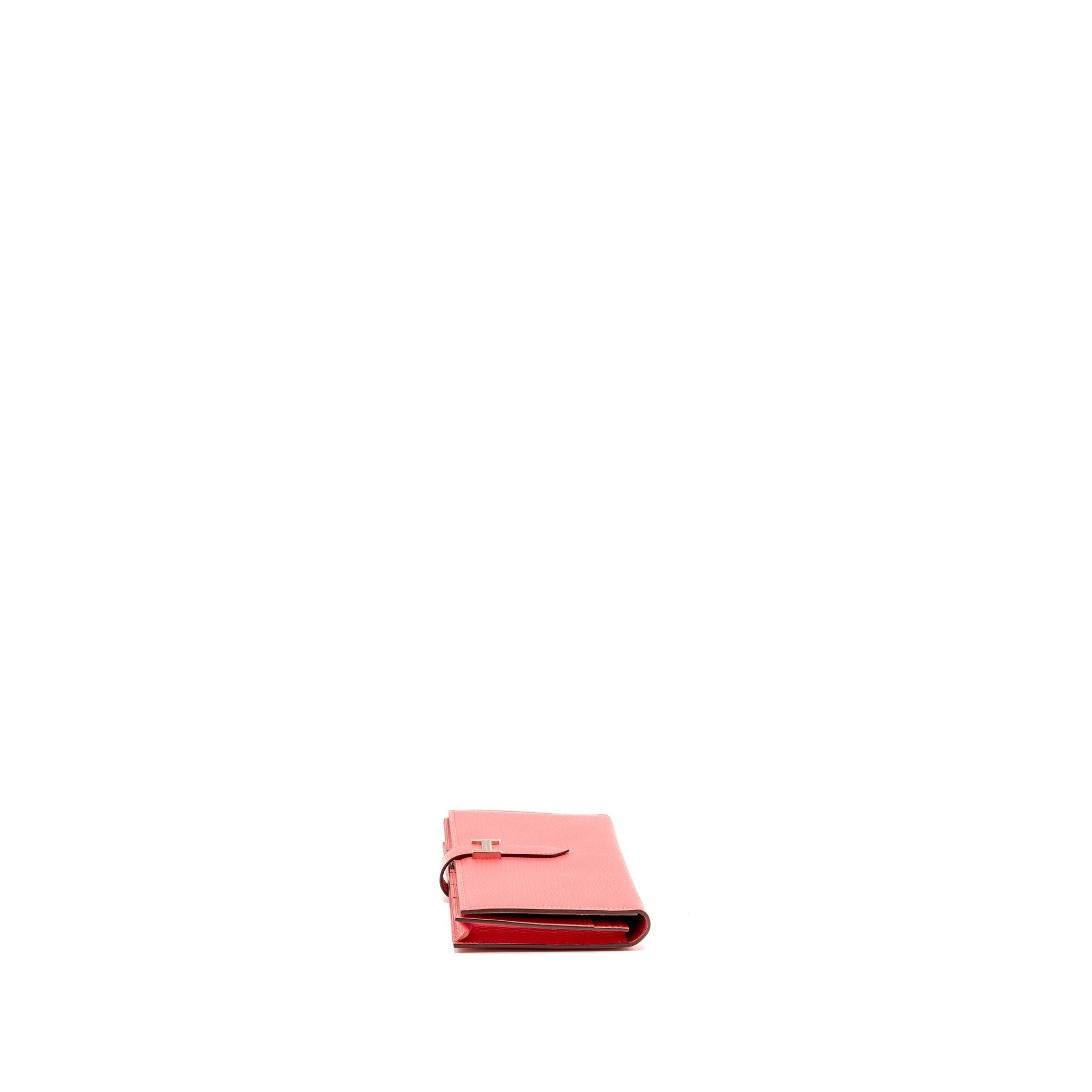 HERMES BÉARN SOUFFLET WALLET CHEVRE MYSORE ROSE LIPSTICK SHW