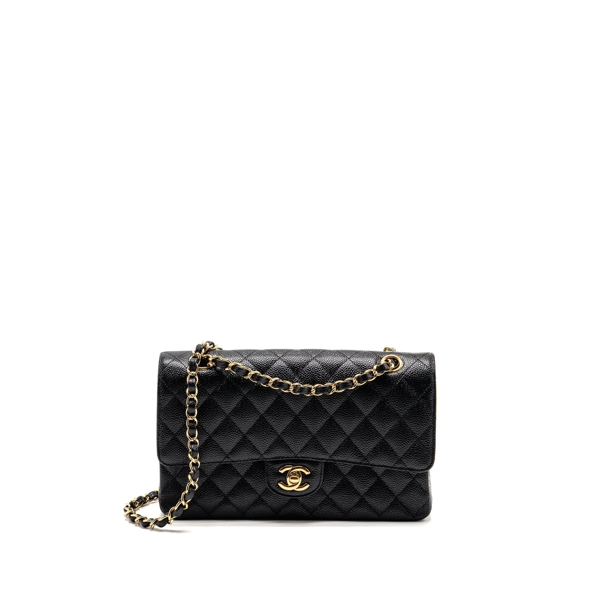 CHANEL MEDIUM CLASSIC DOUBLE FLAP BAG CAVIAR BLACK GHW