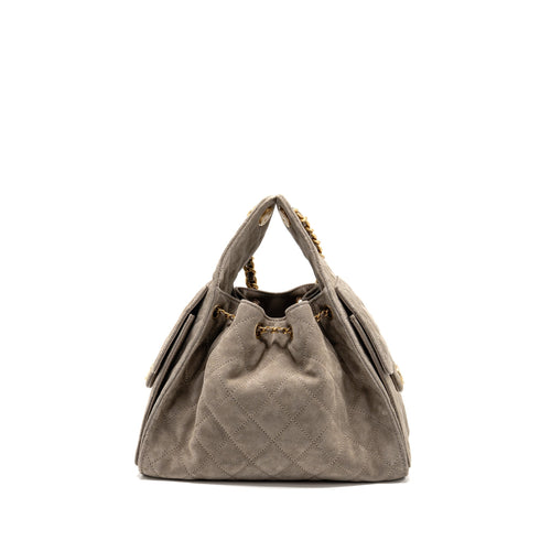 CHANEL SMALL 25 BAG SUEDE GREY GHW (MICROCHIP)