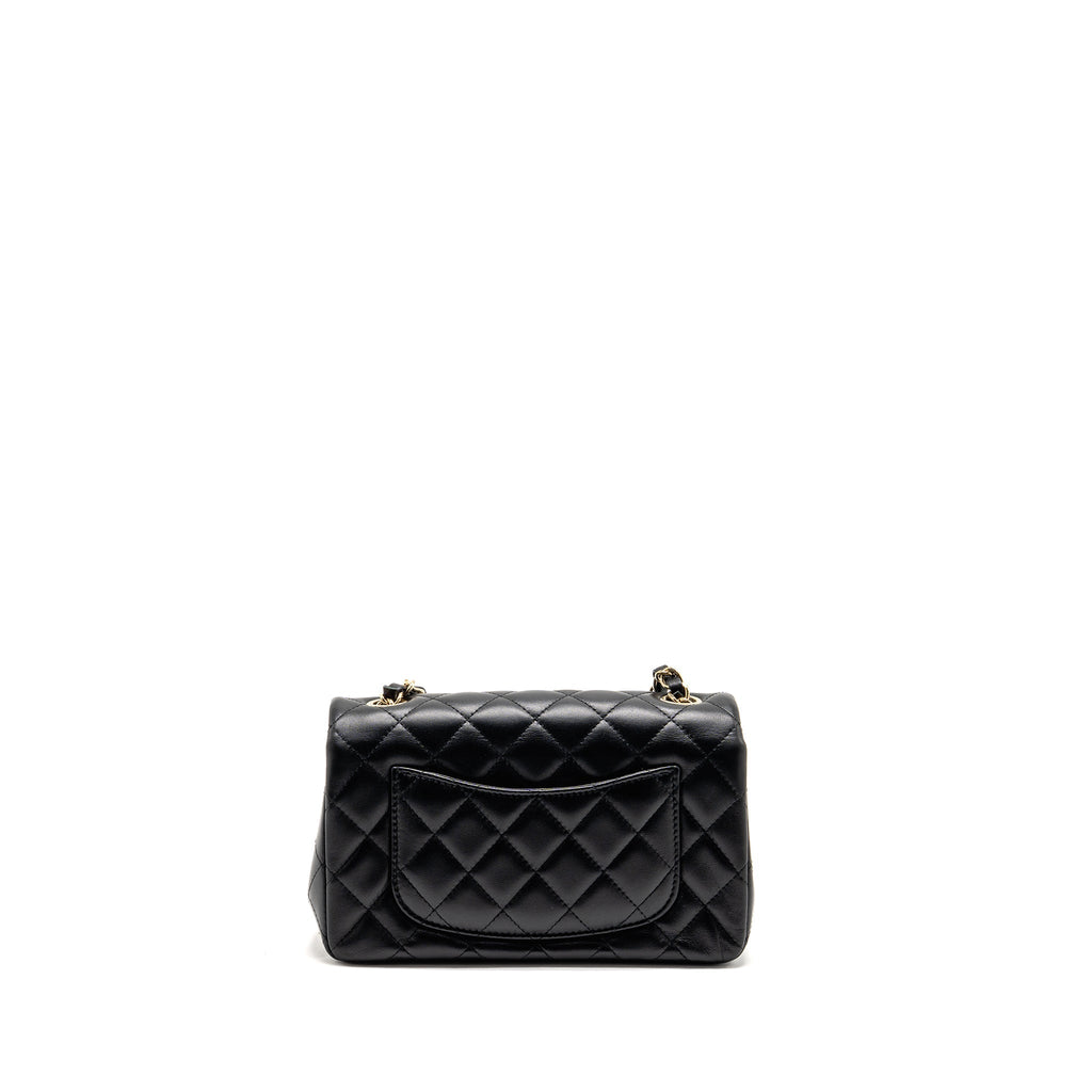 CHANEL MINIRECTANGULAR FLAP BAG LAMBSKIN BLACK LGHW (MICROCHIP)