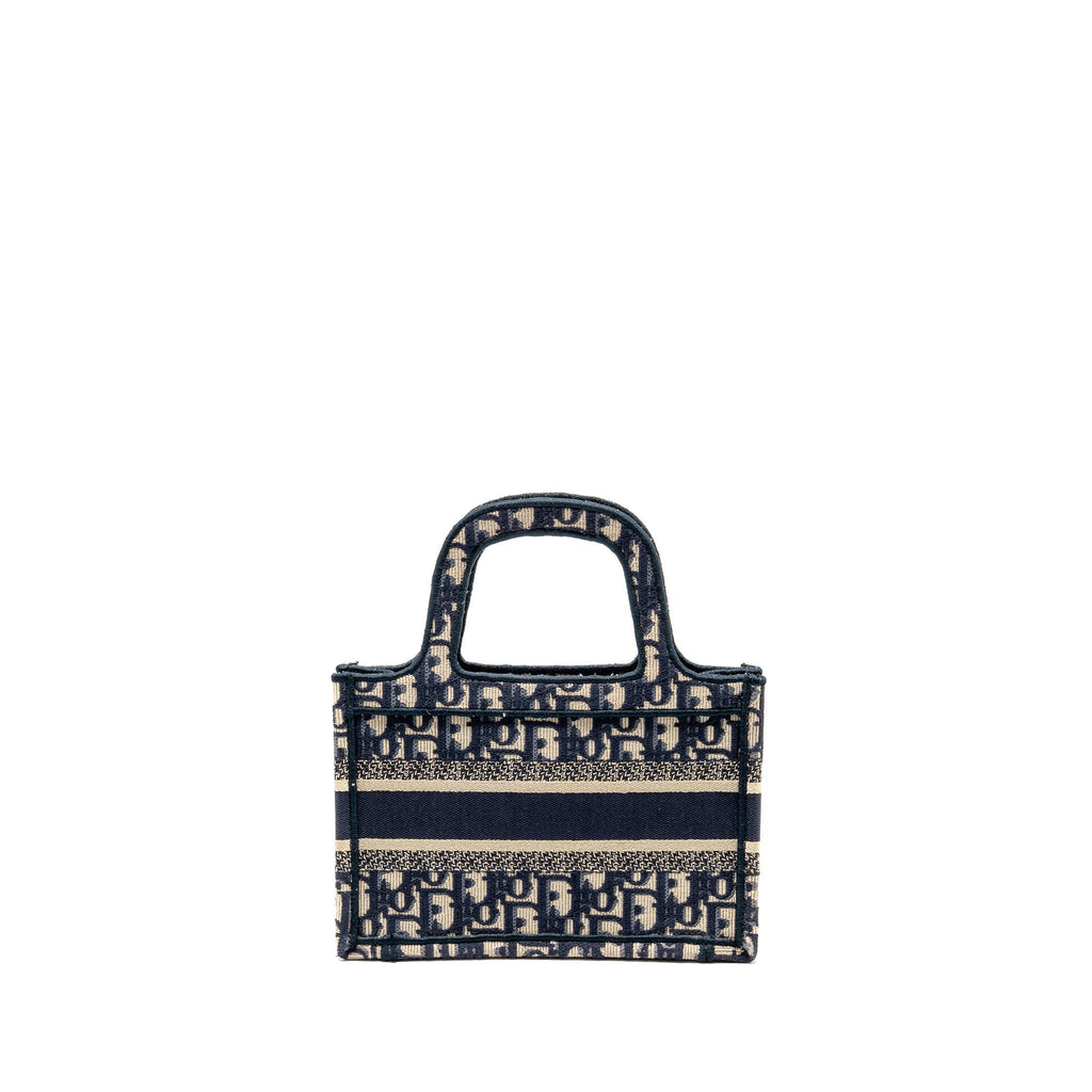 DIOR MINI BOOK TOTE OBLIQUE EMBROIDERY BLUE