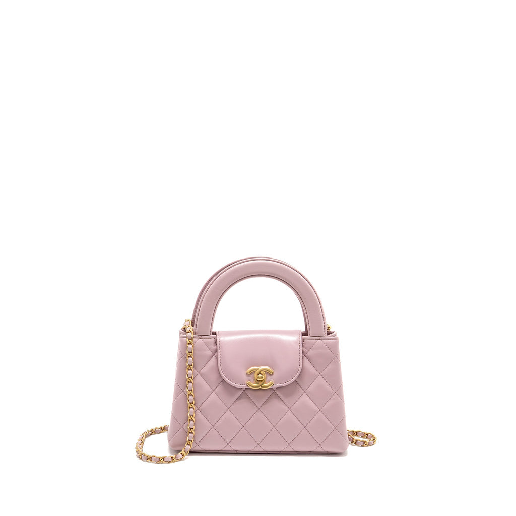 CHANEL MINI KELLY SHOPPING TOTE BAG CALFSKIN 24A LIGHT PINK GHW (MICROCHIP)