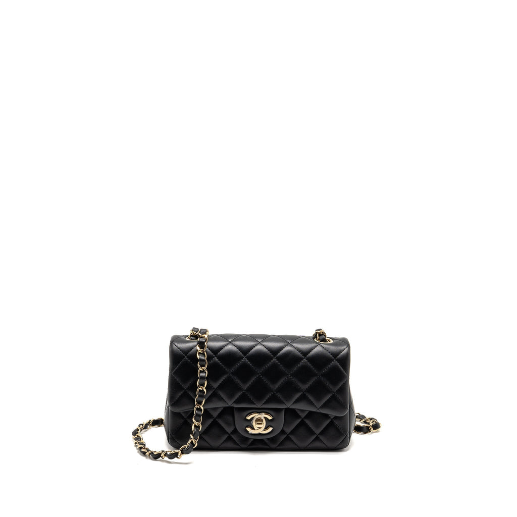CHANEL MINIRECTANGULAR FLAP BAG LAMBSKIN BLACK LGHW (MICROCHIP)