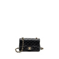 CHANEL MINIRECTANGULAR FLAP BAG LAMBSKIN BLACK LGHW (MICROCHIP)