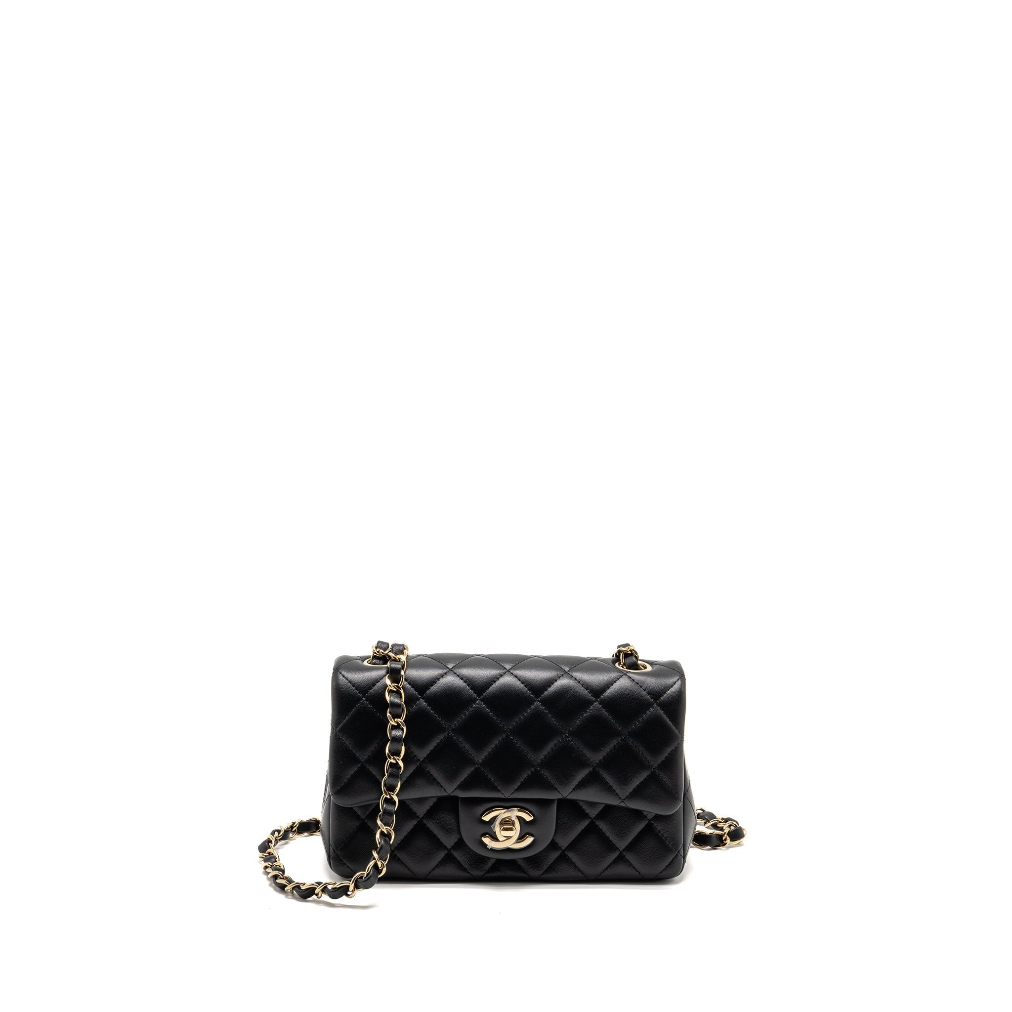 CHANEL MINIRECTANGULAR FLAP BAG LAMBSKIN BLACK LGHW (MICROCHIP)