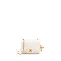 CHANEL PEARL CRUSH MINI SQUARE LAMBSKIN WHITE BRUSHED GHW (MICROCHIP)