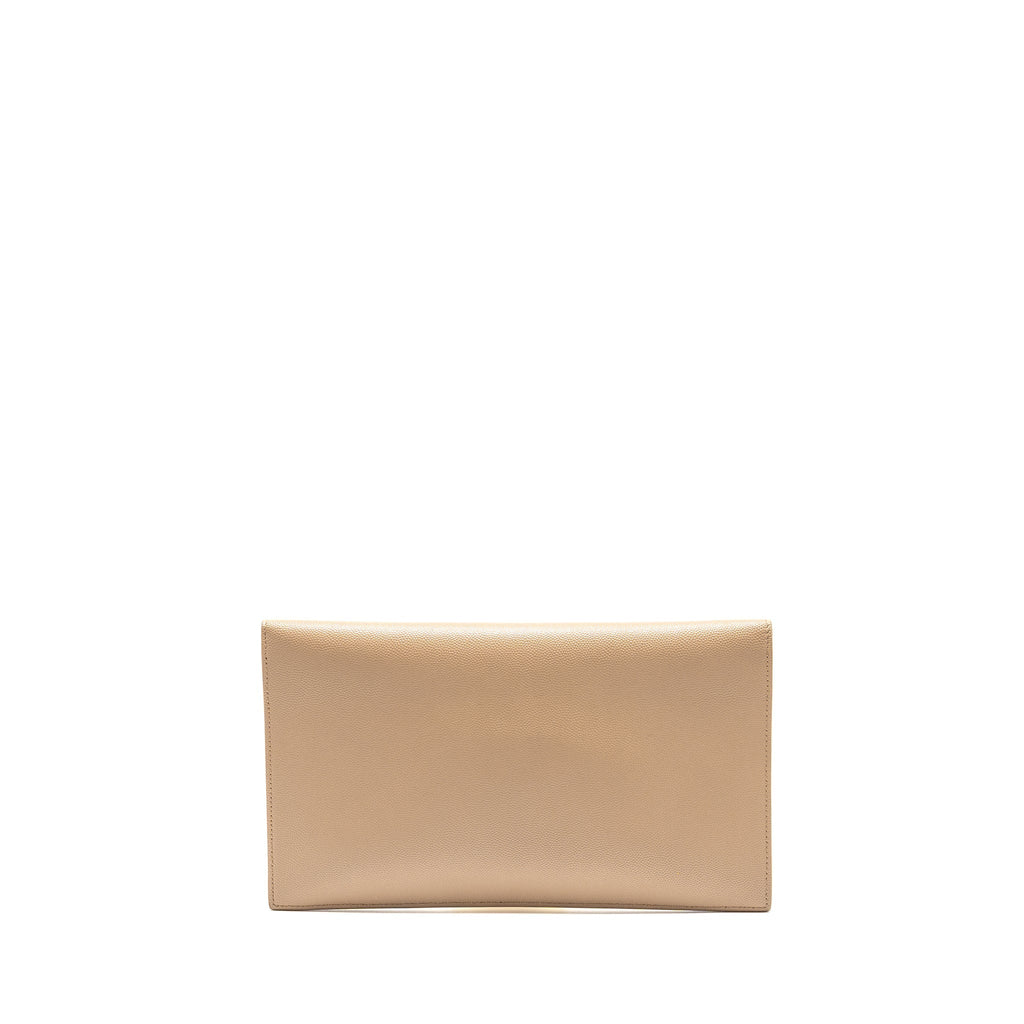 SAINT LAURENT UPTOWN CLUTCH GRAINED CALFSKIN BEIGE GHW