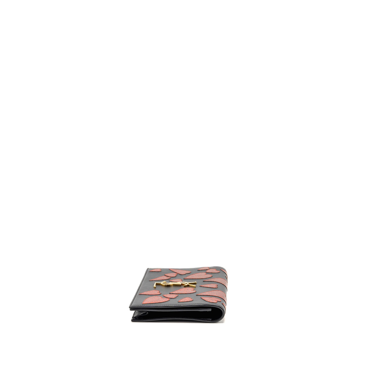 Saint Laurent/YSL Small Hearts Kate Clutch Calfskin Black/Metallic Red GHW