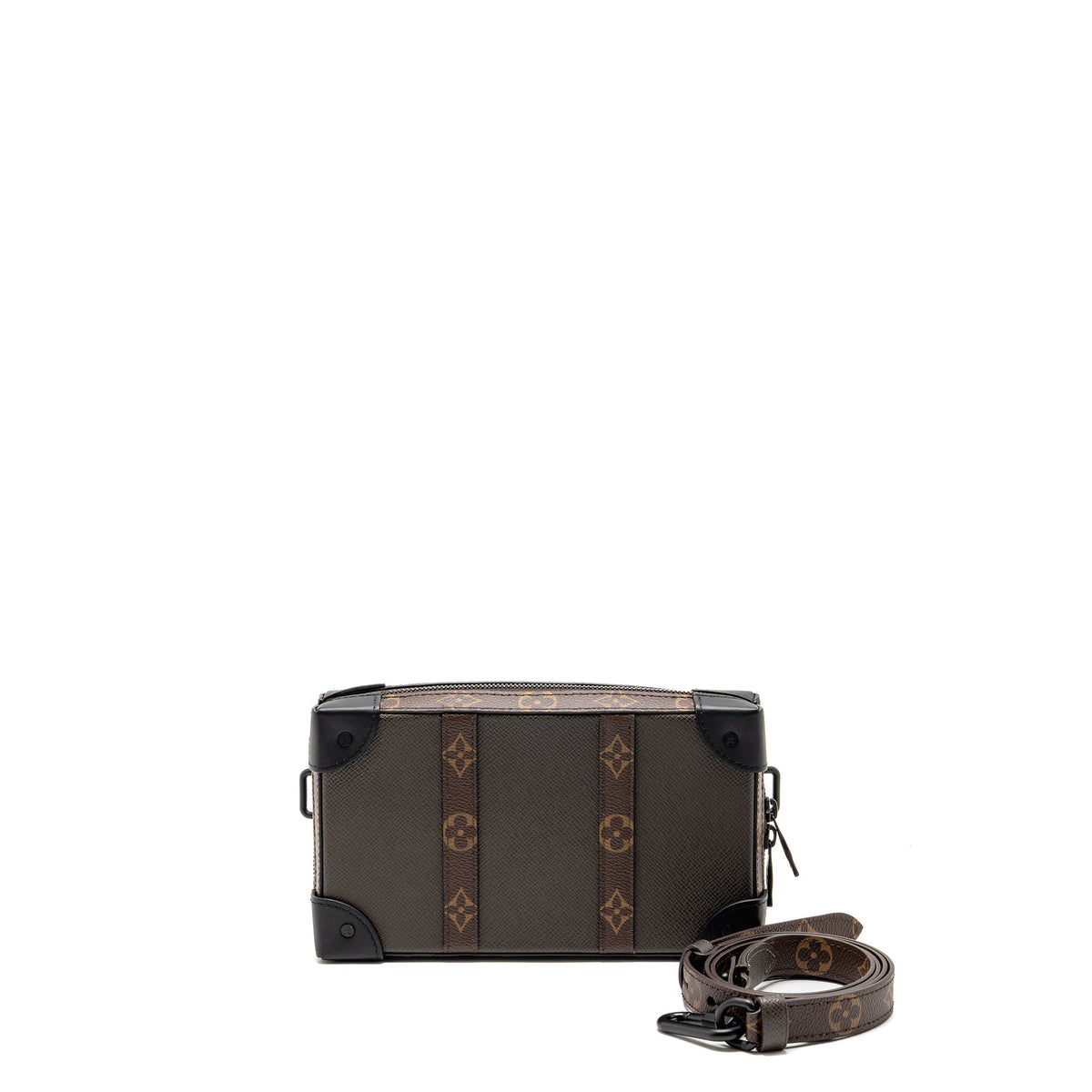 LOUIS VUITTON SOFT TRUNK WALLET TAIGA / MONOGRAM CANVAS KHAKI GREEN BLACK HARDWARE