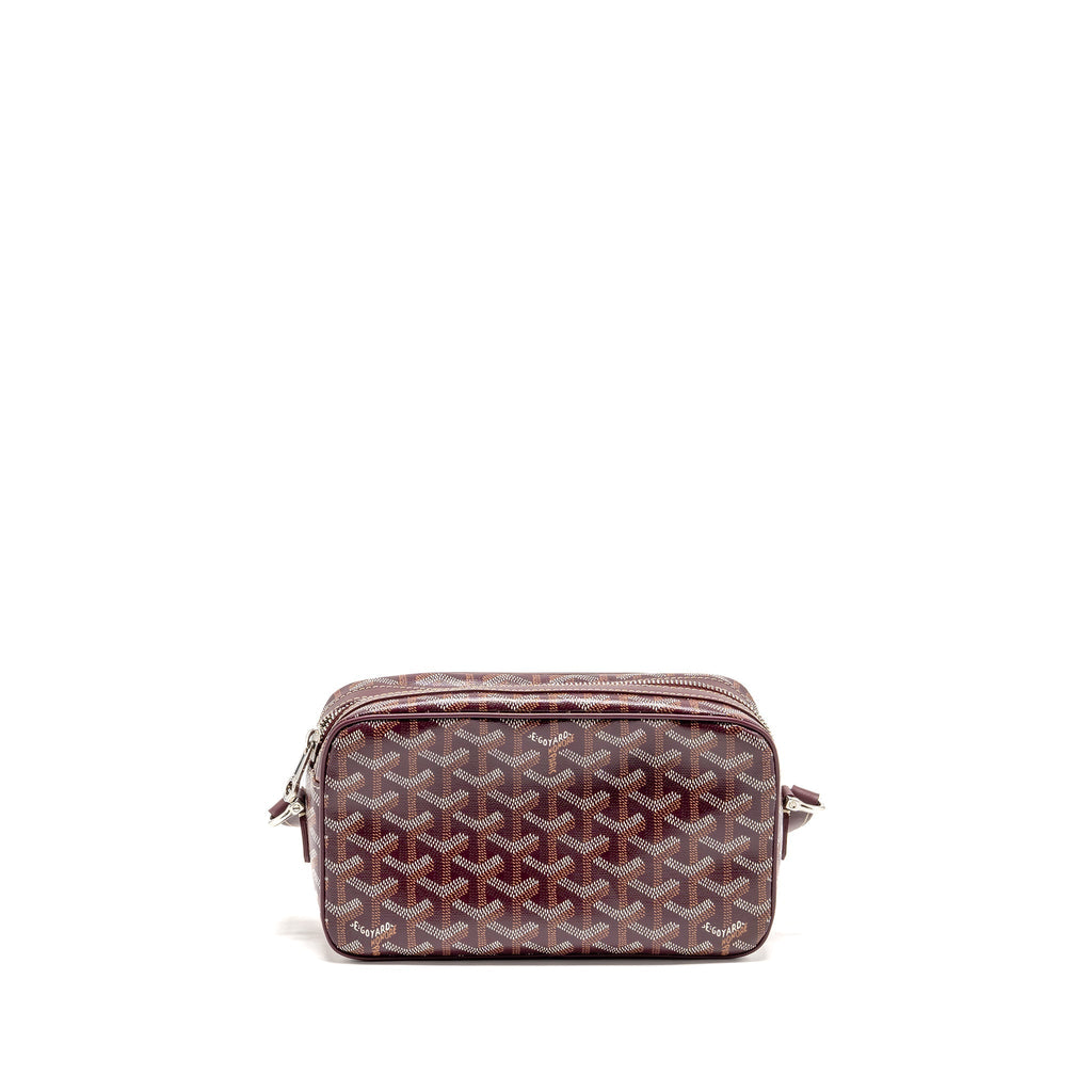 GOYARD CAP-VERT PM BAG GOYARDINE CANVAS/CERVON CALFSKIN BURGUNDY SHW