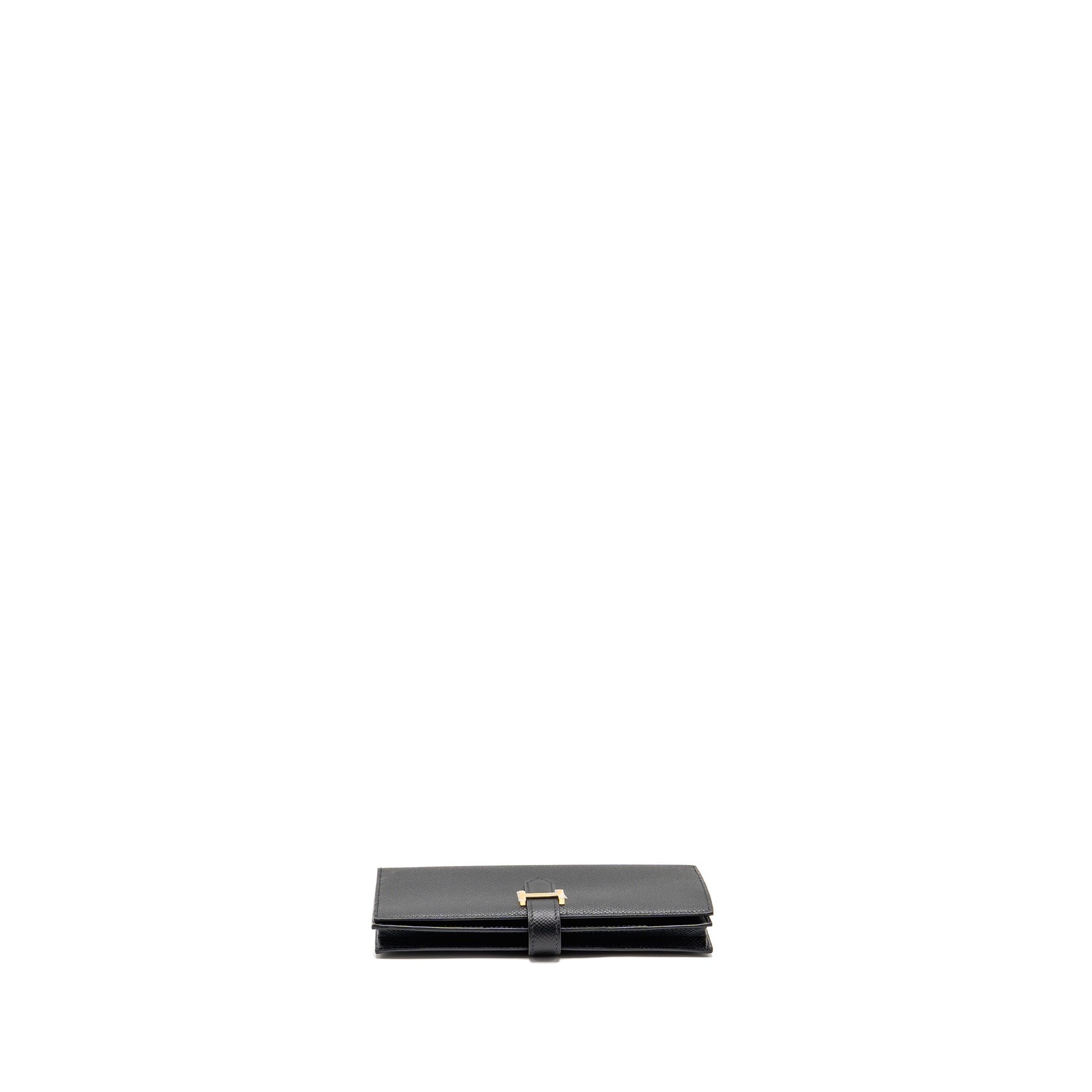 HERMES BEARN WALLET EPSOM BLACK GHW