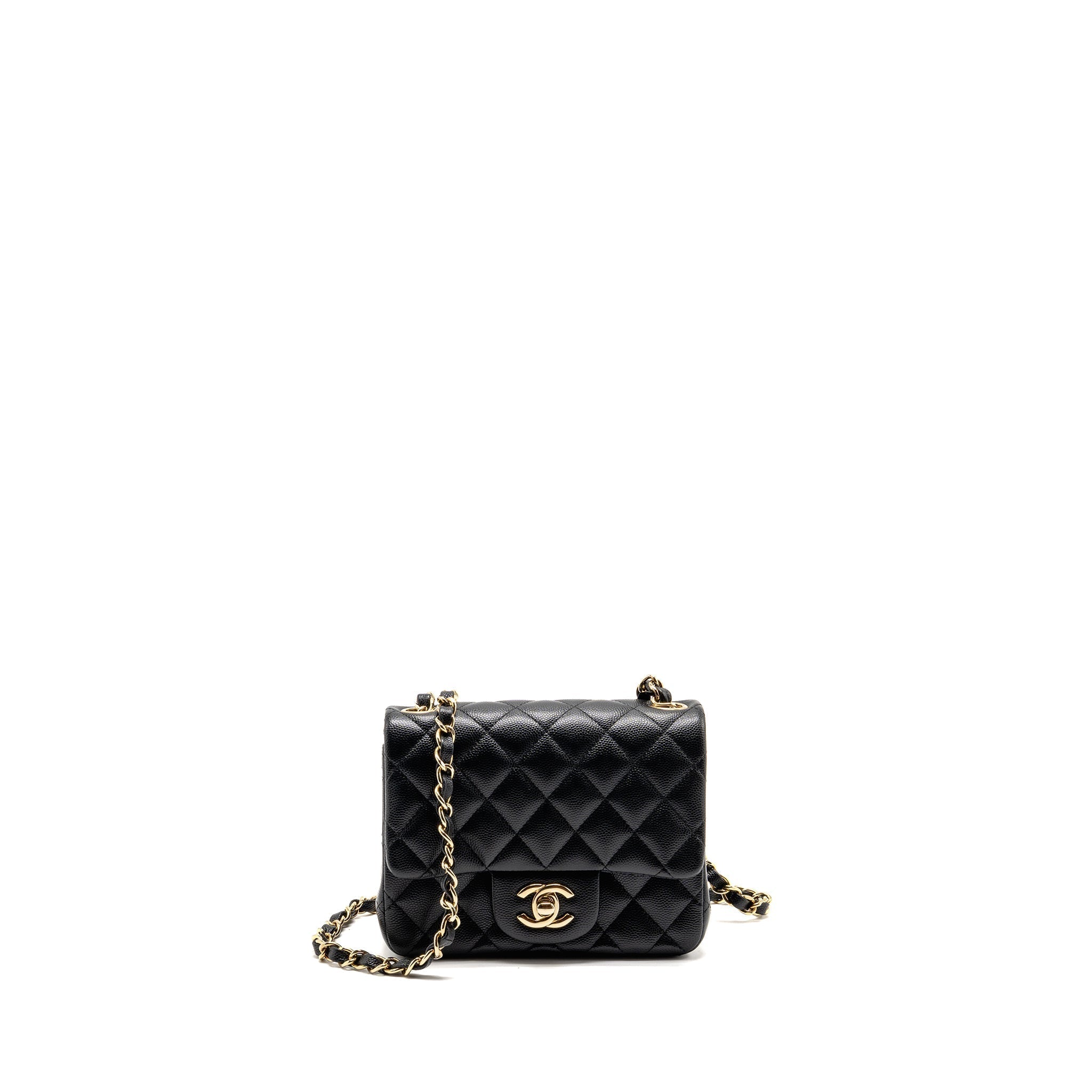CHANEL MINI SQUARE FLAP BAG CAVIAR BLACK LGHW