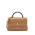 CHANEL LARGE COCO HANDLE WITH LIZARD HANDLE CAVIAR BEIGE GHW