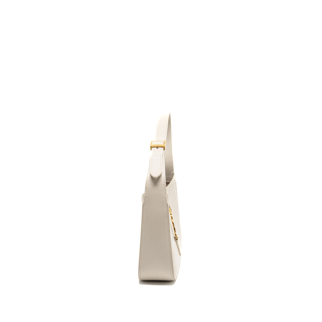 SAINT LAURENT LE 5 A 7 HOBO CALFSKIN BLANC VINTAGE GHW