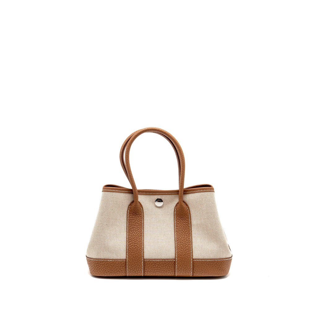 HERMES NEO GARDEN PARTY 23 CANVAS/NEGONDA ECRU-BEIGE/GOLD SHW