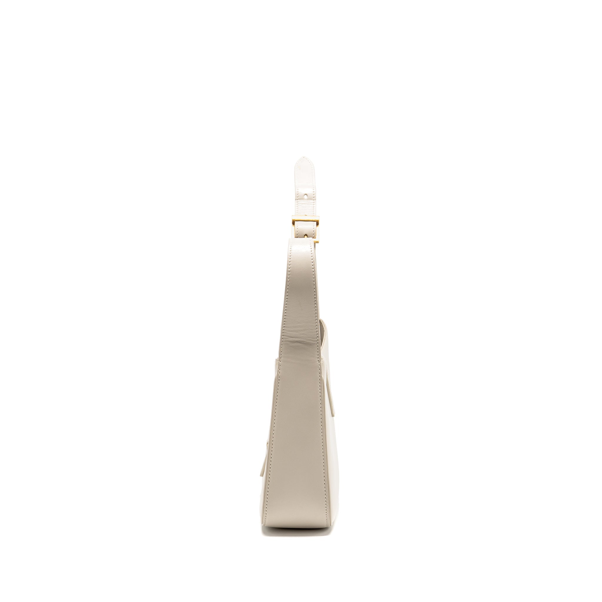 SAINT LAURENT LE 5 A 7 HOBO CALFSKIN BLANC VINTAGE GHW