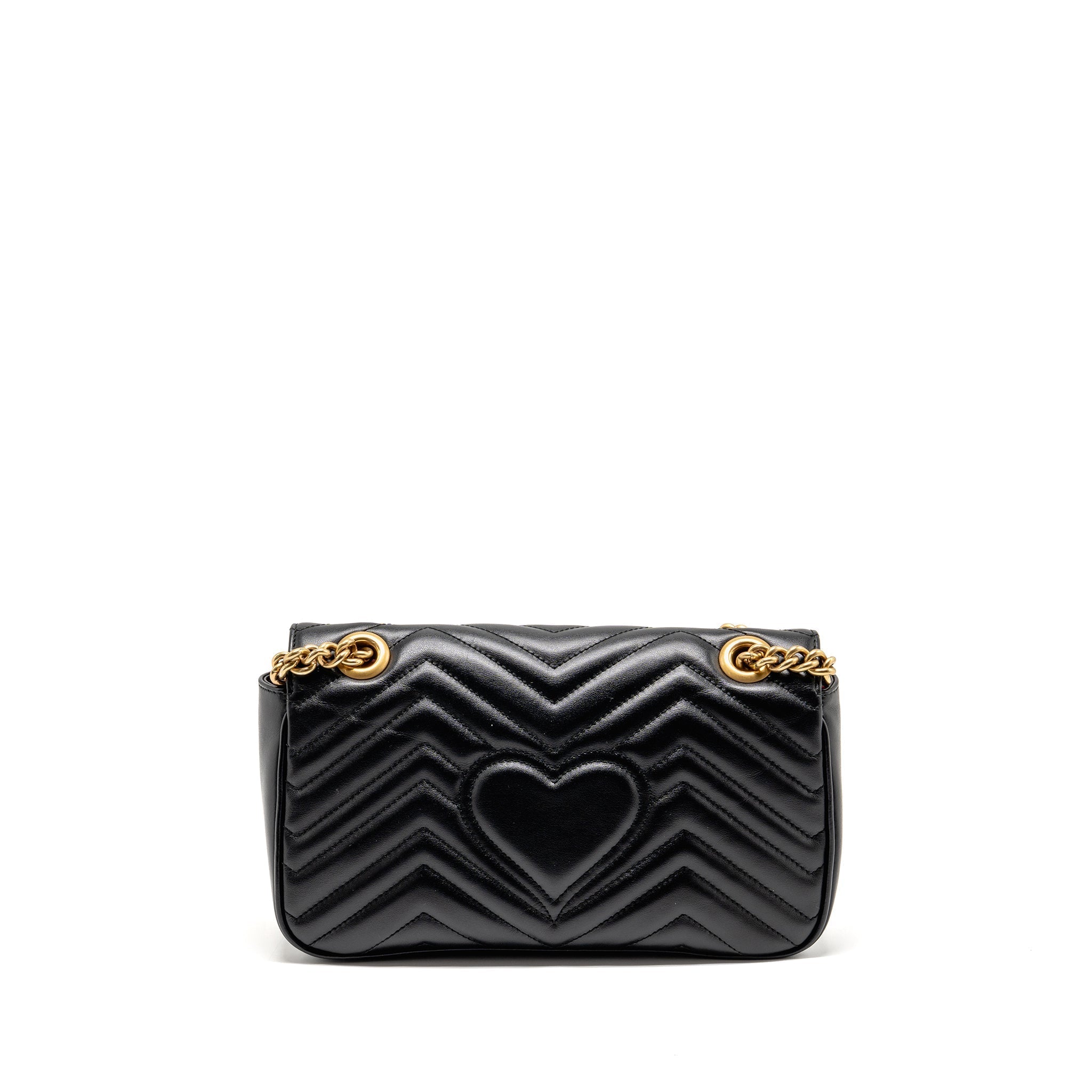 GUCCI SMALL GG MARMONT SHOULDER BAG CALFSKIN BLACK GHW