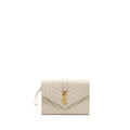 SAINT LAURENT ENVELOPE FLAP POUCH GRAINED CALFSKIN BLANC VINTAGE GHW