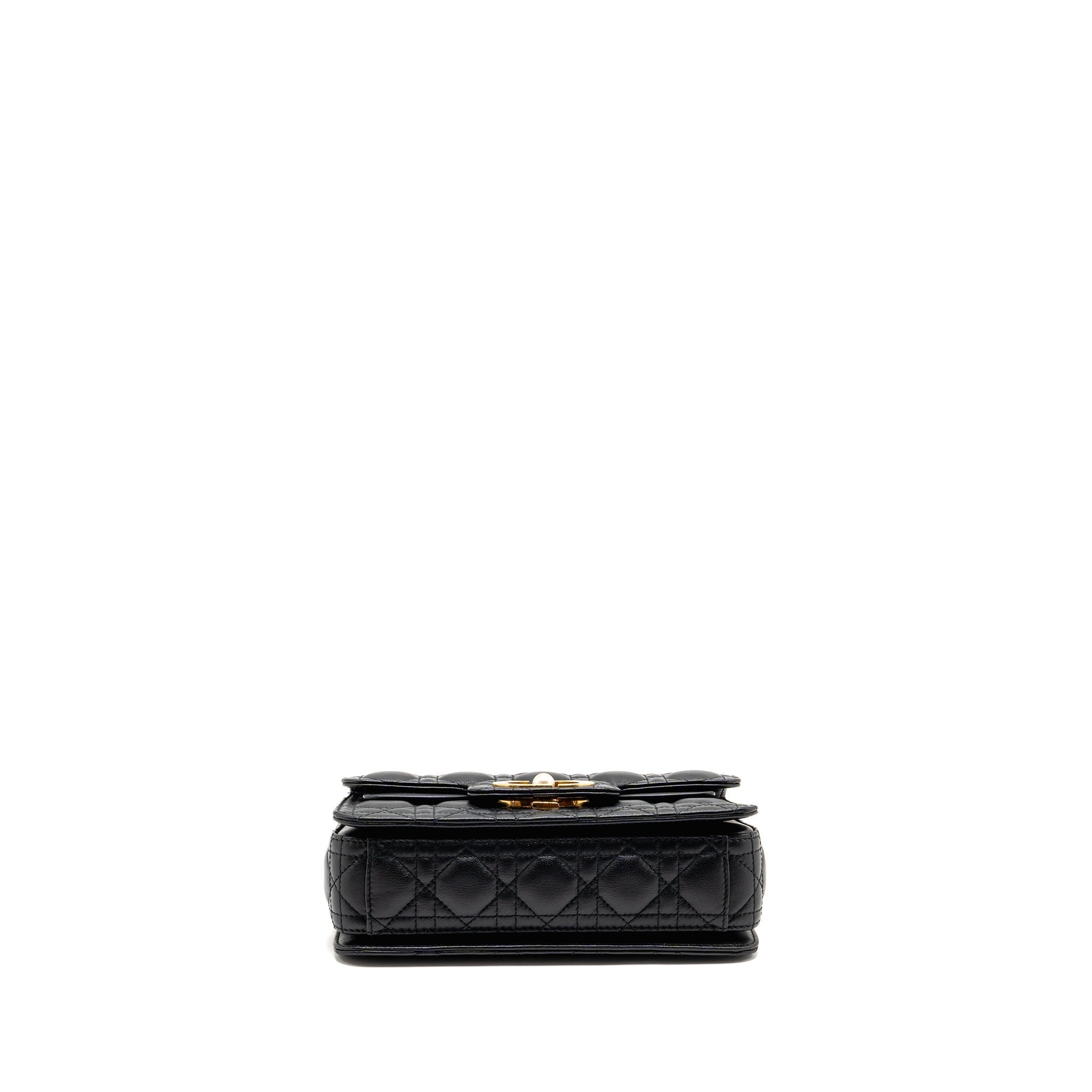 DIOR SMALL DIOR JOLIE TOP HANDLE BAG CANNAGE CALFSKIN BLACK GHW