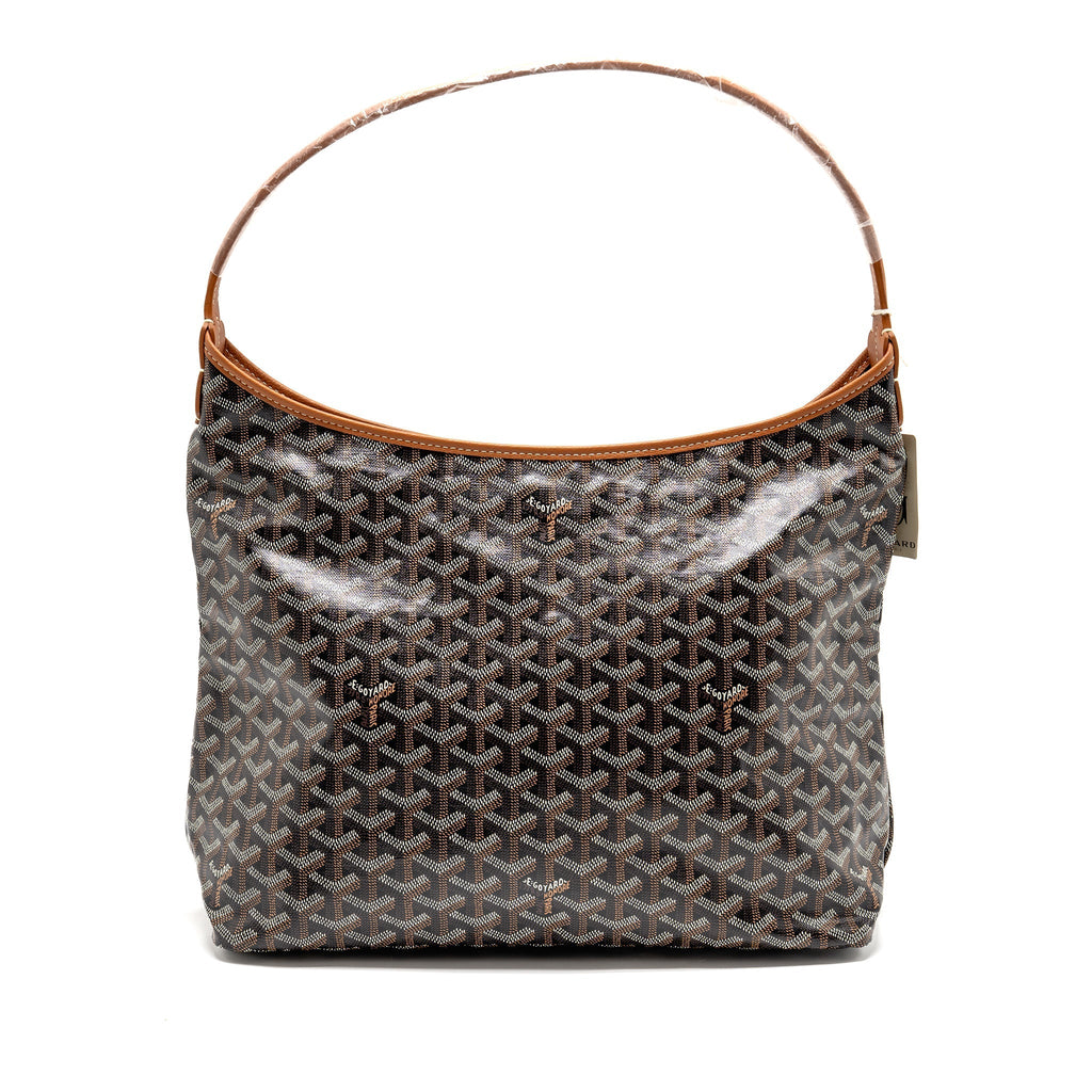 GOYARD BOHEME HOBO BAG GOYARDINE CANVAS/CALFSKIN BROWN SHW