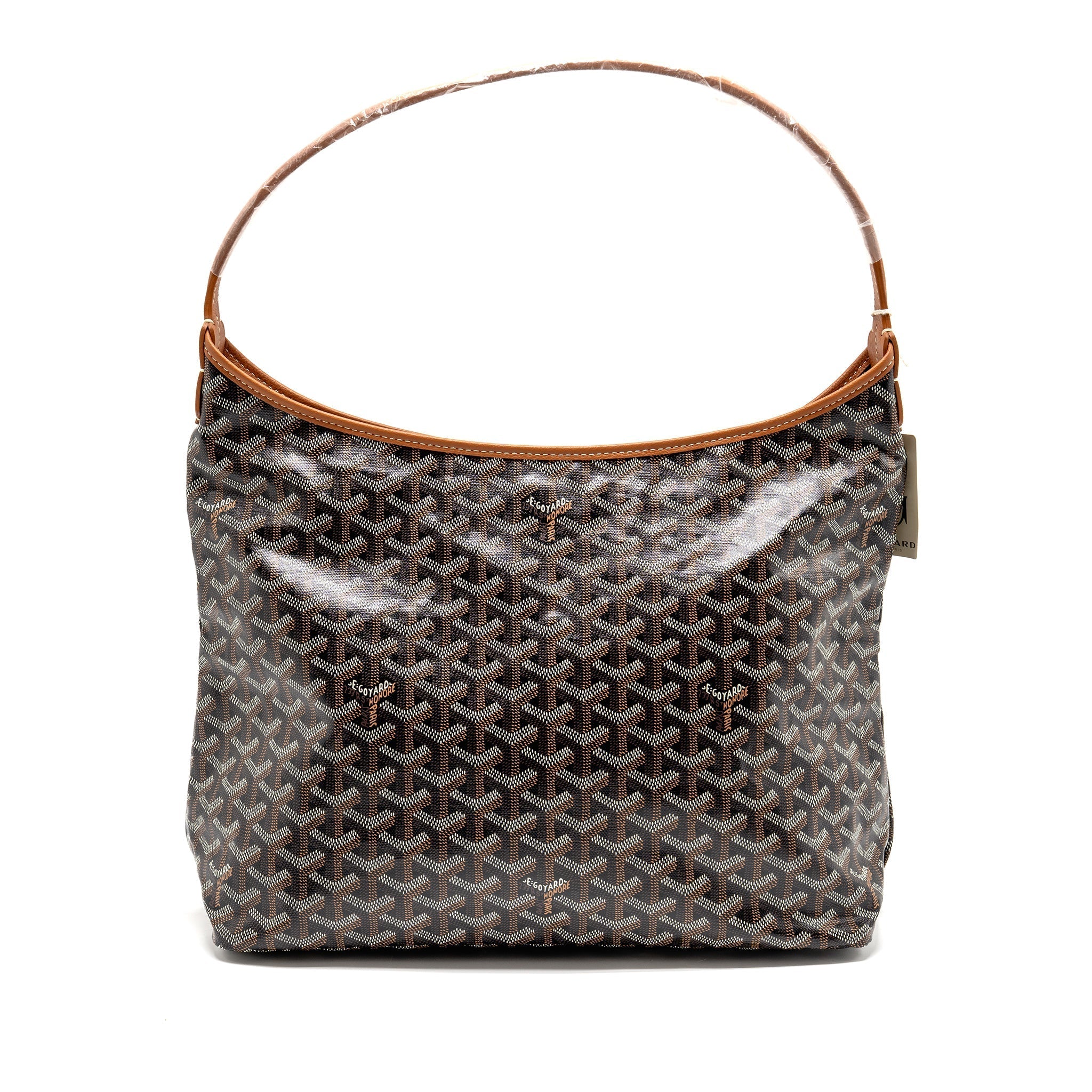 GOYARD BOHEME HOBO BAG GOYARDINE CANVAS/CALFSKIN BROWN SHW