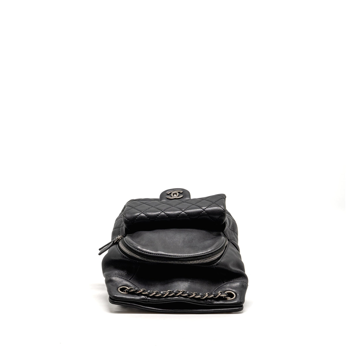 Chanel 15B CC Flap Backpack Calfskin Black Ruthenium Hardware