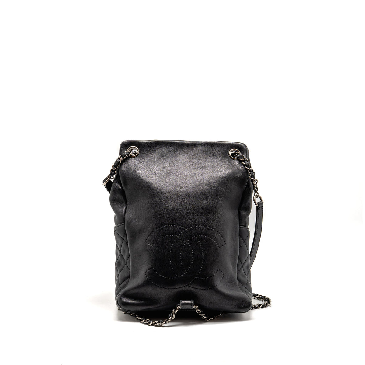 Chanel 15B CC Flap Backpack Calfskin Black Ruthenium Hardware