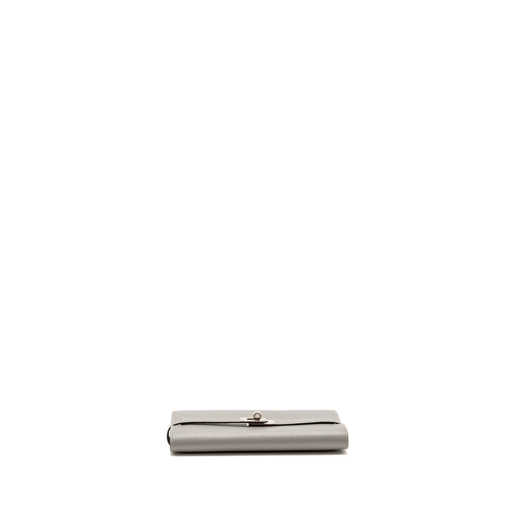 HERMES KELLY CLASSIC LONG WALLET EPSOM GREY SHW