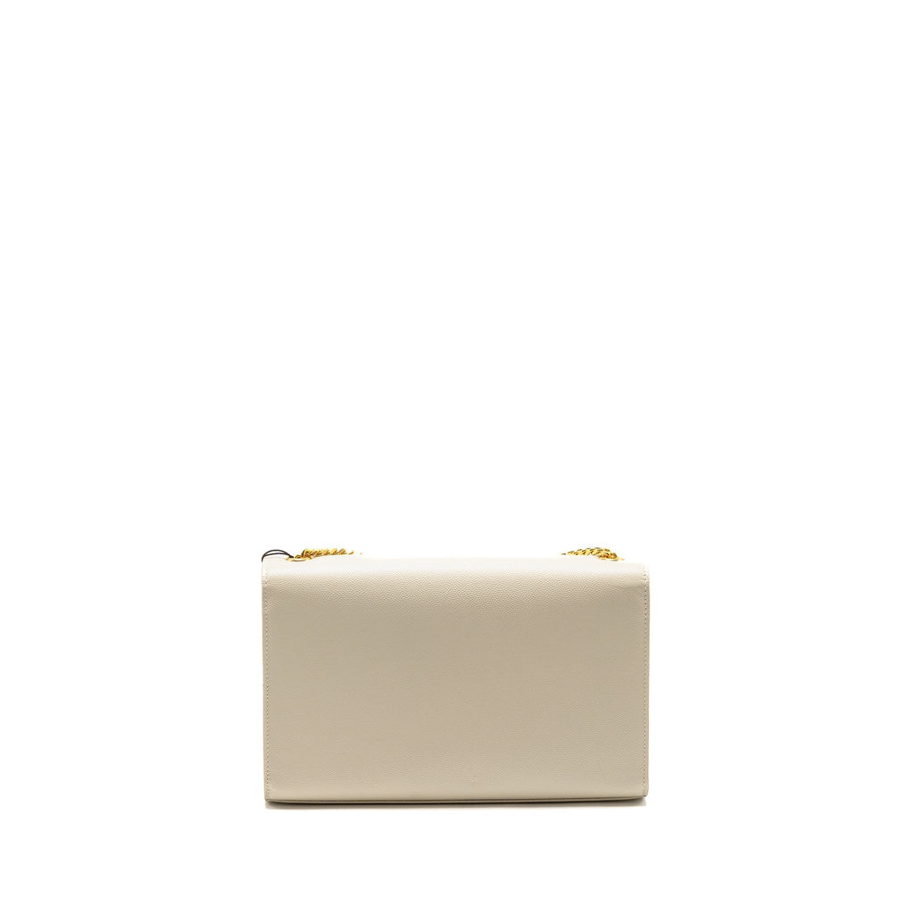 SAINT LAURENT/YSL MEDIUM KATE BAG GRAINED CALFSKIN WHITE GHW