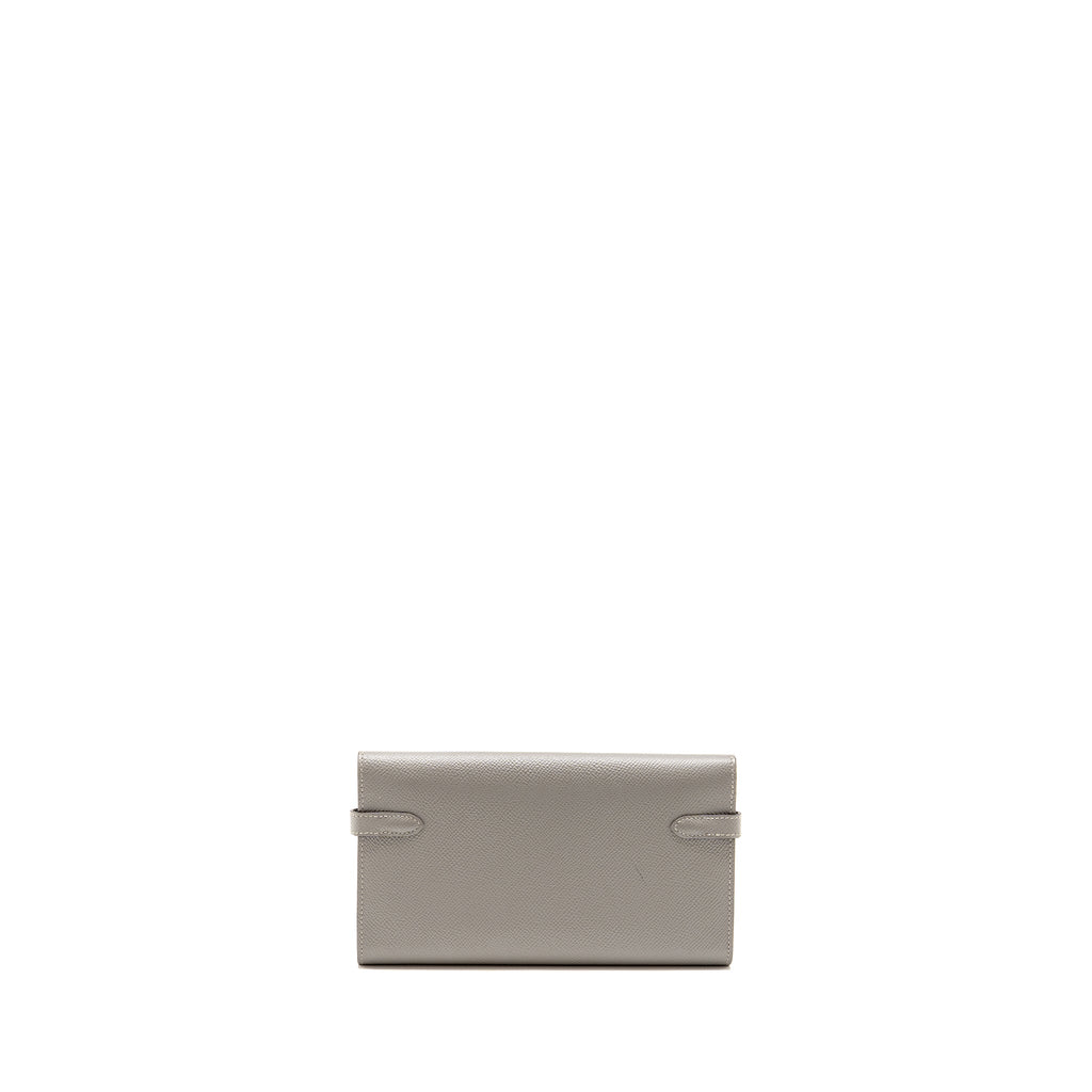 HERMES KELLY CLASSIC LONG WALLET EPSOM GREY SHW