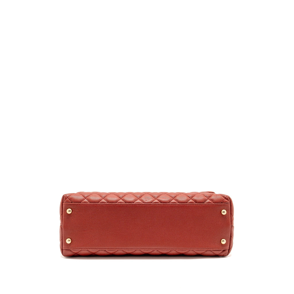 CHANEL LARGE COCO HANDLE WITH LIZARD HANDLE CAVIAR RED GHW