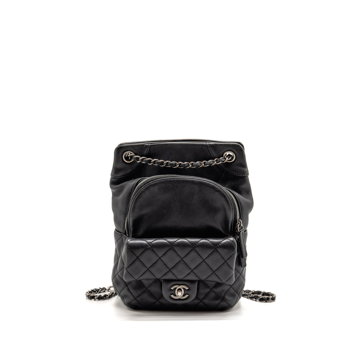 Chanel 15B CC Flap Backpack Calfskin Black Ruthenium Hardware