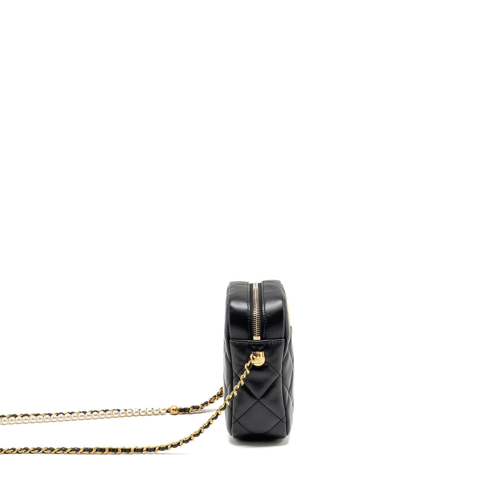 CHANEL 22C MY PERFECT MINI CAMERA CASE WITH CHAIN LAMBSKIN BLACK GHW (MICROCHIP)